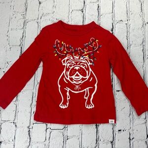 2T Gap Playtime Favorites Red Holiday Shirt w/ Bulldog and Lights